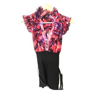BEBE | Floral blouse with ruffle details